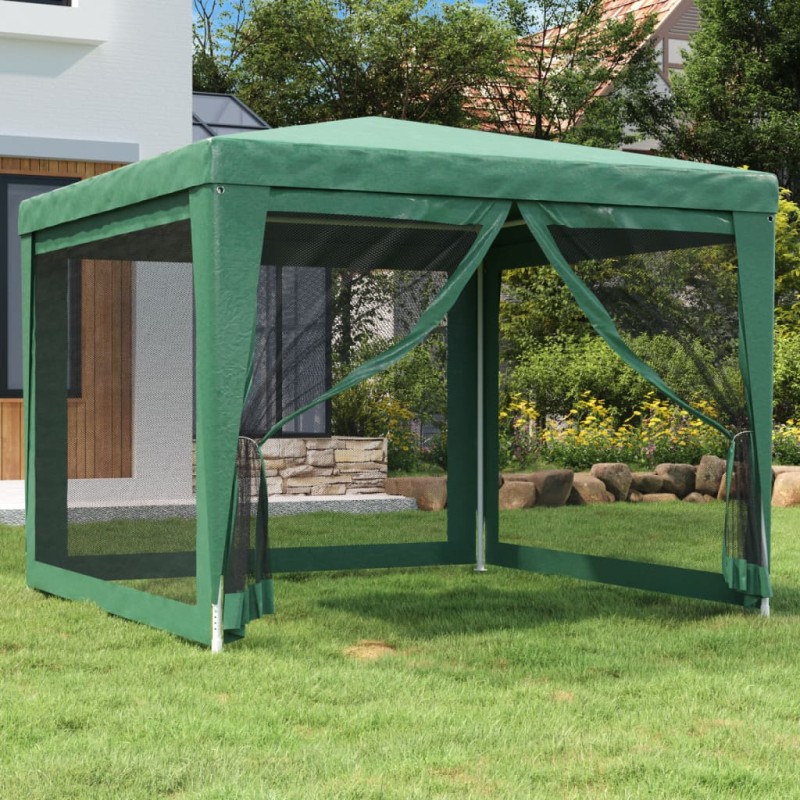 Tenda p/ festas c/ 4 paredes laterais em rede 3x3 m PEAD verde-Toldos e gazebos-Home Retail