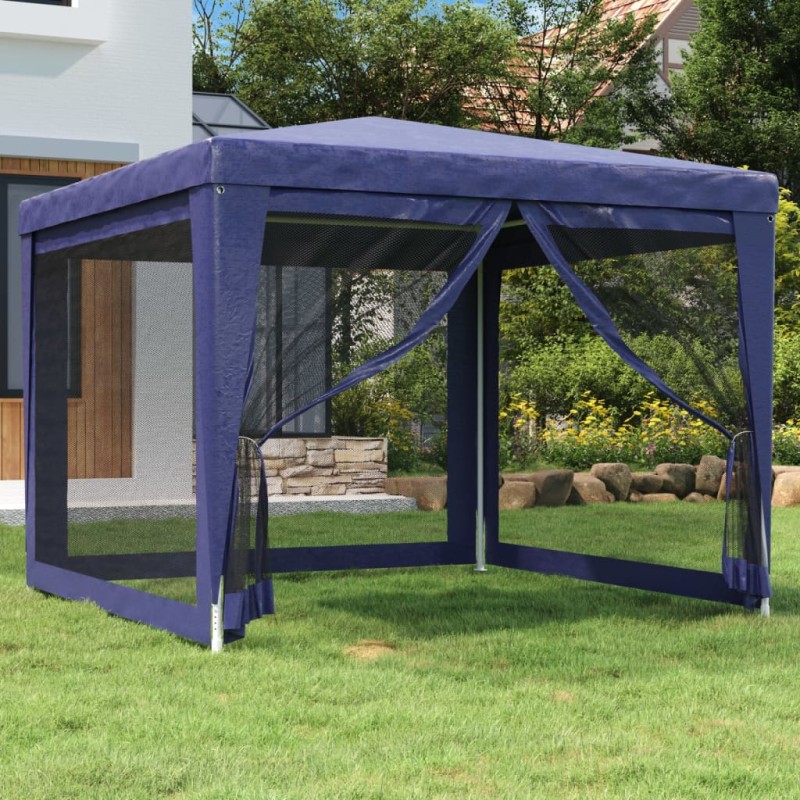 Tenda para festas c/ 4 paredes laterais em rede 3x3 m PEAD azul-Toldos e gazebos-Home Retail