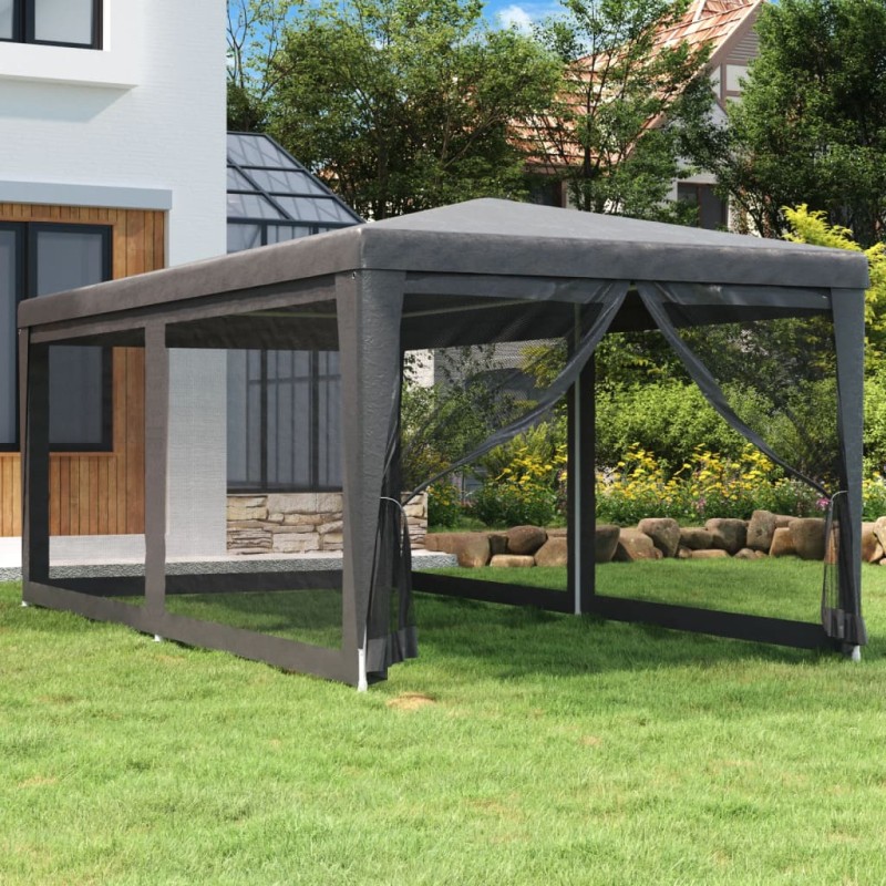 Tenda festas c/ 6 paredes laterais em rede 3x6 m PEAD antracite-Toldos e gazebos-Home Retail