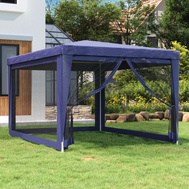 Tenda para festas c/ 4 paredes laterais em rede 3x4 m PEAD azul-Toldos e gazebos-Home Retail