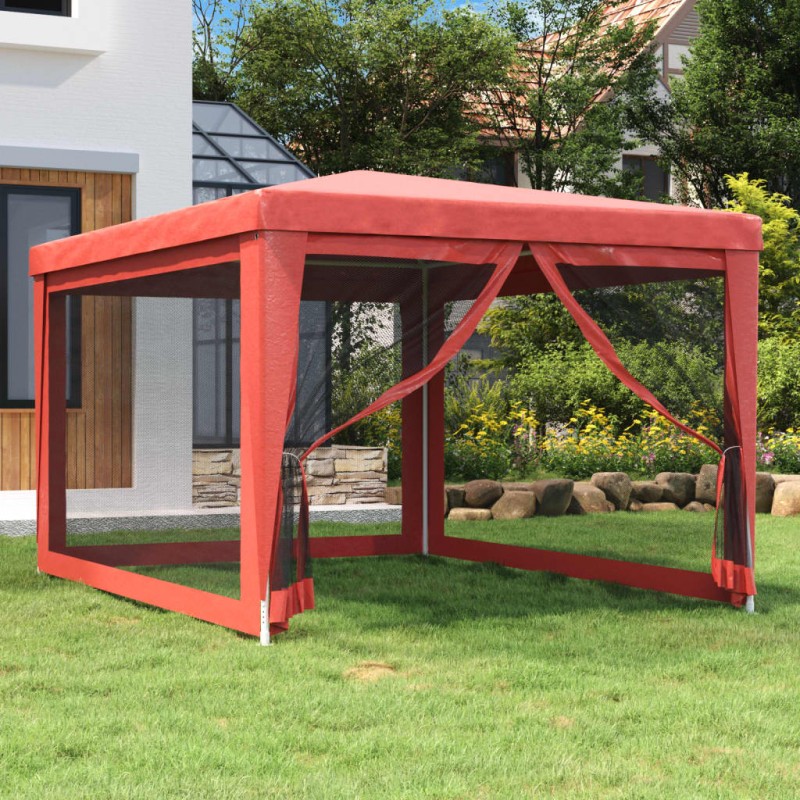 Tenda p/ festas c/ 4 paredes laterais rede 3x4 m PEAD vermelho-Toldos e gazebos-Home Retail