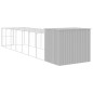 Casota cães c/ parque 214x865x181 cm aço galvaniz. cinza-claro