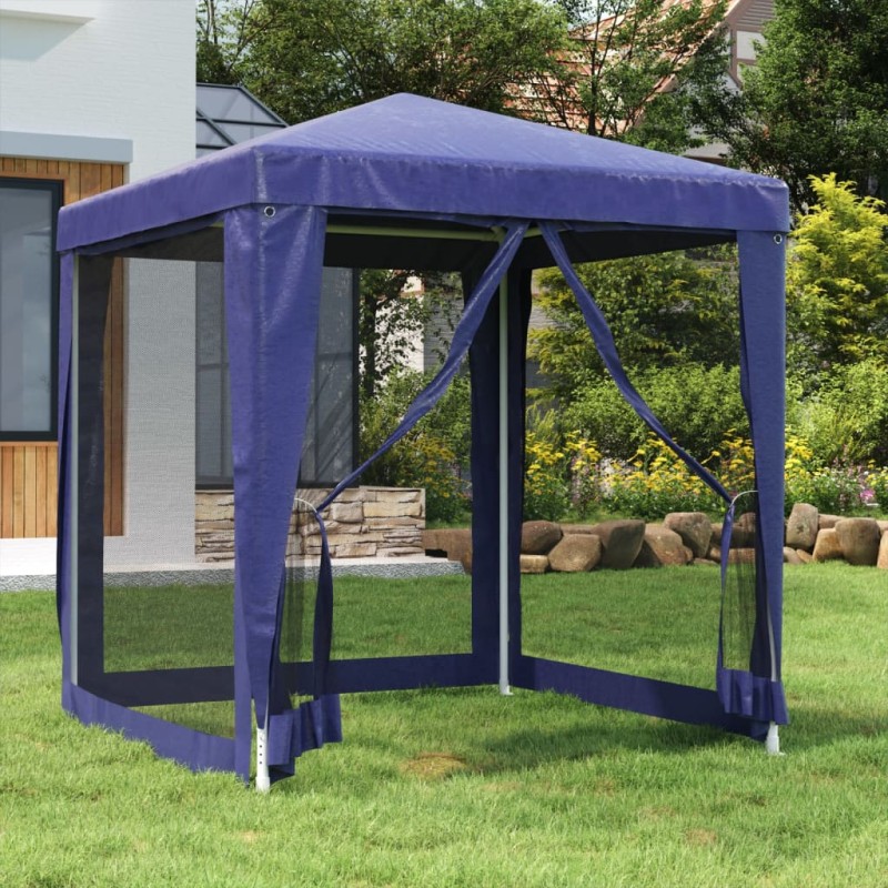 Tenda para festas c/ 4 paredes laterais em rede 2x2 m PEAD azul-Toldos e gazebos-Home Retail