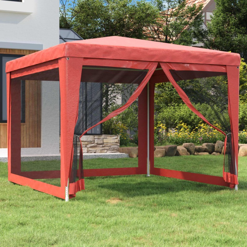 Tenda p/ festas c/ 4 paredes laterais rede 3x3 m PEAD vermelho-Toldos e gazebos-Home Retail