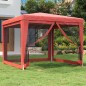 Tenda p/ festas c/ 4 paredes laterais rede 3x3 m PEAD vermelho