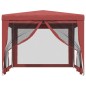 Tenda p/ festas c/ 4 paredes laterais rede 3x3 m PEAD vermelho