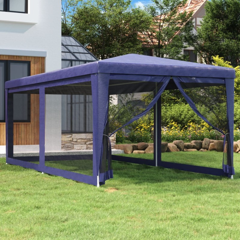 Tenda para festas c/ 6 paredes laterais em rede 3x6 m PEAD azul-Toldos e gazebos-Home Retail