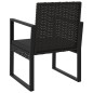 4 pcs conjunto lounge de jardim c/ almofadões vime PE preto