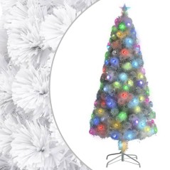 Árvore Natal artificial pré-iluminada 150 cm fibra ótica branco