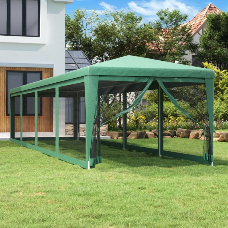 Tenda p/ festas c/10 paredes laterais em rede 3x12 m PEAD verde-Toldos e gazebos-Home Retail