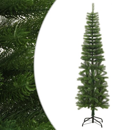 Árvore de Natal artificial fina com suporte PE 180 cm