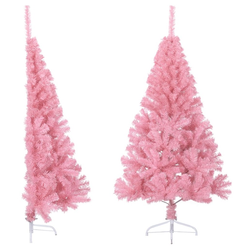 Meia árvore de Natal artificial com suporte 120 cm PVC rosa-Árvores de Natal-Home Retail