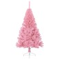 Meia árvore de Natal artificial com suporte 120 cm PVC rosa