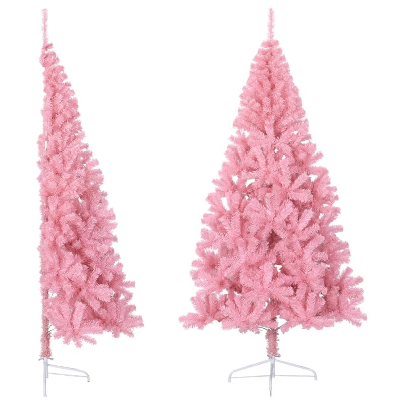 Meia árvore de Natal artificial com suporte 180 cm PVC rosa-Árvores de Natal-Home Retail