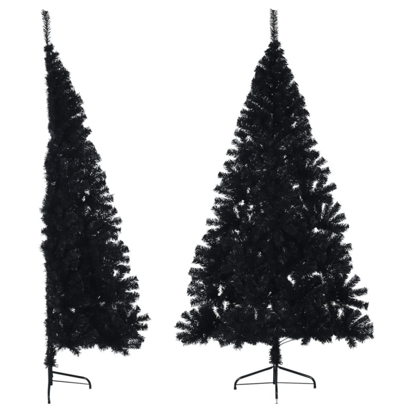 Meia árvore de Natal artificial com suporte 240 cm PVC preto-Árvores de Natal-Home Retail