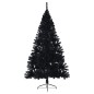 Meia árvore de Natal artificial com suporte 240 cm PVC preto