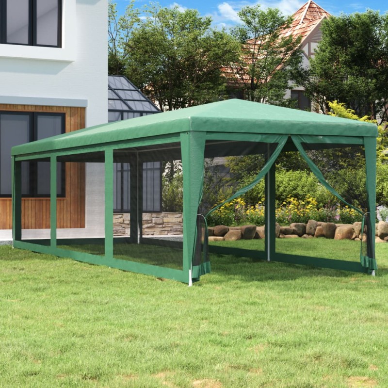 Tenda p/ festas c/ 8 paredes laterais em rede 3x9 m PEAD verde-Toldos e gazebos-Home Retail