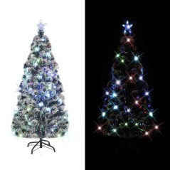 Árvore de Natal pré-iluminada c/ suporte 210 cm fibra ótica