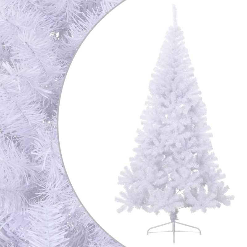 Meia árvore de Natal artificial com suporte 180 cm PVC branco-Árvores de Natal-Home Retail