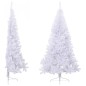 Meia árvore de Natal artificial com suporte 180 cm PVC branco