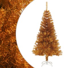 Árvore de Natal artificial com suporte 120 cm PET dourado