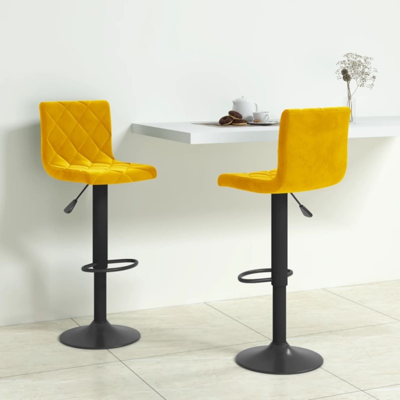 Bancos de bar 2 pcs veludo amarelo mostarda-Bancos de bar-Home Retail