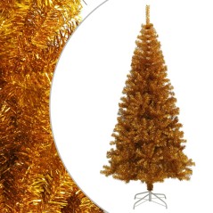 Árvore de Natal artificial com suporte 210 cm PET dourado