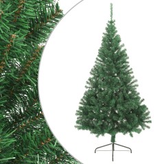 Meia árvore de Natal artificial com suporte 180 cm PVC verde