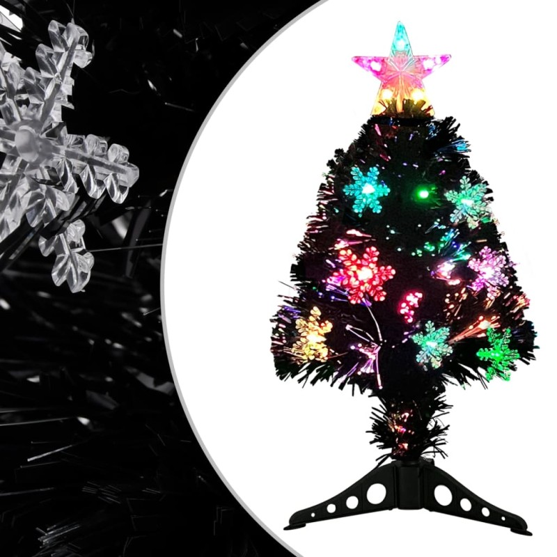 Árvore de Natal com flocos de neve LED 64 cm fibra ótica preto-Árvores de Natal-Home Retail