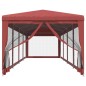 319250  Party Tent with 10 Mesh Sidewalls Red 3x12 m HDPE