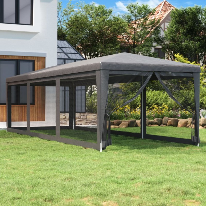 Tenda festas c/ 8 paredes laterais em rede 3x9 m PEAD antracite-Toldos e gazebos-Home Retail