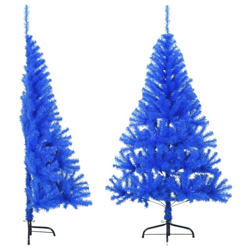 Meia árvore de Natal artificial com suporte 120 cm PVC azul-Árvores de Natal-Home Retail