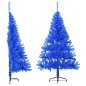 Meia árvore de Natal artificial com suporte 120 cm PVC azul