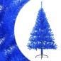 Meia árvore de Natal artificial com suporte 120 cm PVC azul