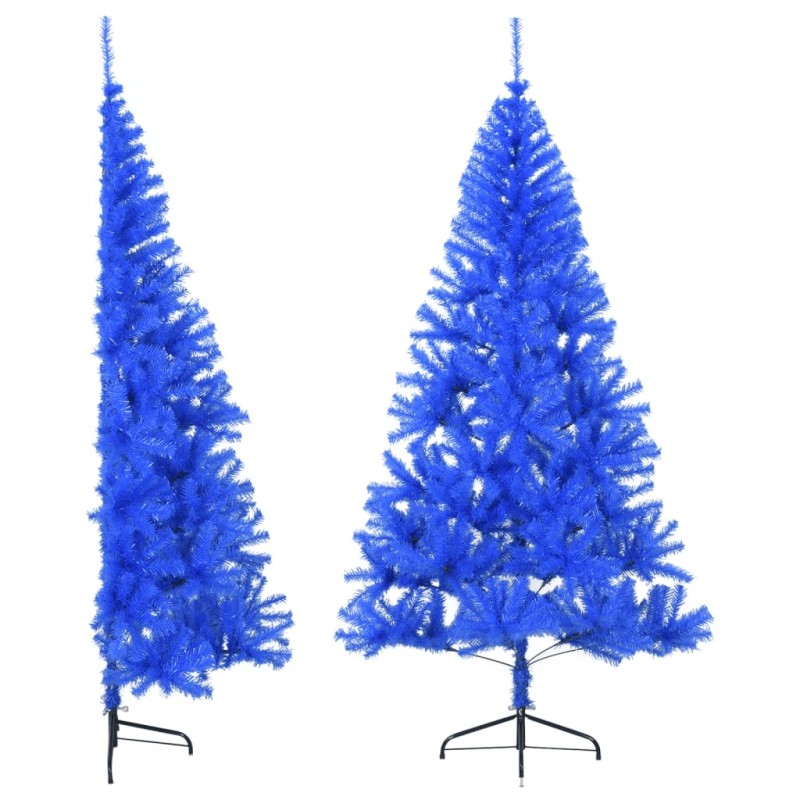 Meia árvore de Natal artificial com suporte 180 cm PVC azul-Árvores de Natal-Home Retail