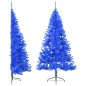 Meia árvore de Natal artificial com suporte 180 cm PVC azul