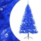 Meia árvore de Natal artificial com suporte 180 cm PVC azul