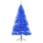 Meia árvore de Natal artificial com suporte 180 cm PVC azul