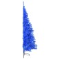 Meia árvore de Natal artificial com suporte 180 cm PVC azul