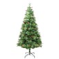 Árvore de Natal com pinhas pré-iluminada 195 cm PVC e PE verde