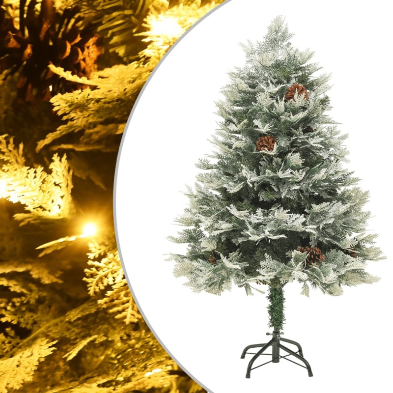 Árvore de Natal com pinhas pré-iluminada 150 cm PVC e PE verde-Árvores de Natal-Home Retail