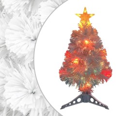 Árvore Natal artificial pré-iluminada 64 cm fibra ótica branco