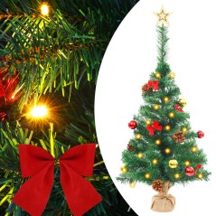 Árvore de Natal artificial pré-iluminada + enfeites 64 cm verde