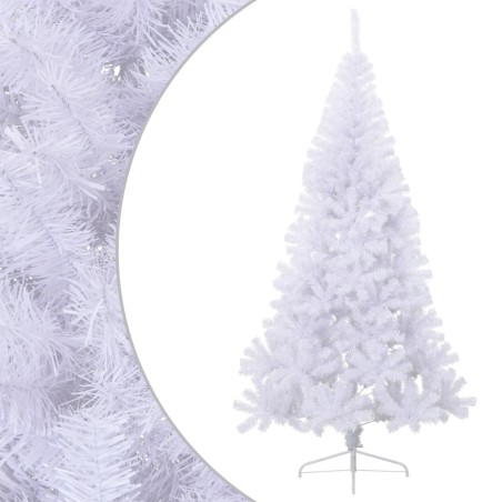 Meia árvore de Natal artificial com suporte 210 cm PVC branco