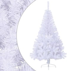 Meia árvore de Natal artificial com suporte 120 cm PVC branco