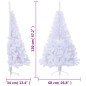 Meia árvore de Natal artificial com suporte 120 cm PVC branco