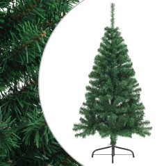 Meia árvore de Natal artificial com suporte 120 cm PVC verde