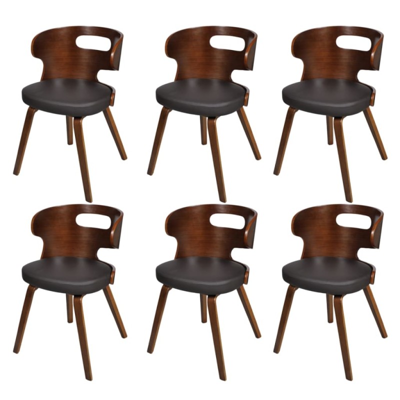 Cadeiras de jantar 6 pcs couro artificial castanho-Cadeiras de cozinha e sala de jantar-Home Retail