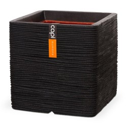 Capi Vaso quadrado Nature Rib 50x50 cm preto