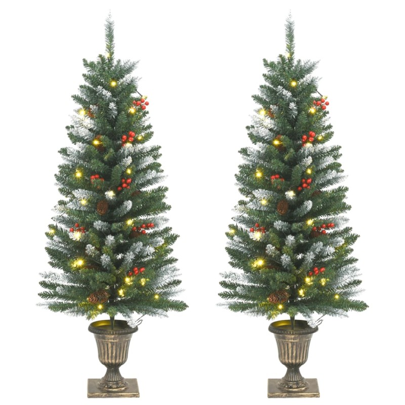 Árvores de Natal artificiais 2 pcs 100 LEDs 120 cm verde/branco-Árvores de Natal-Home Retail